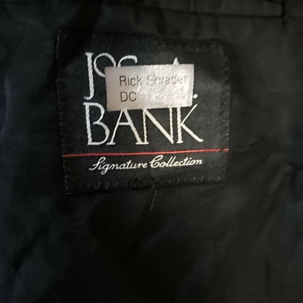 Jos A Bank Suit Jacket Mens 48 Black 100% Wool Signature Mitchell Notch Lapel